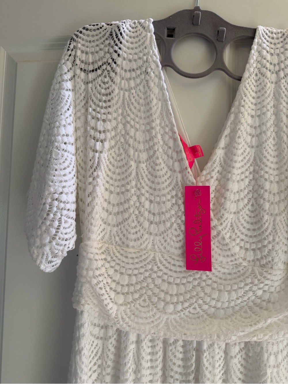 Lilly Pulizter Parigi Lace Maxi Dress white size Large NWT - Picture 4 of 11